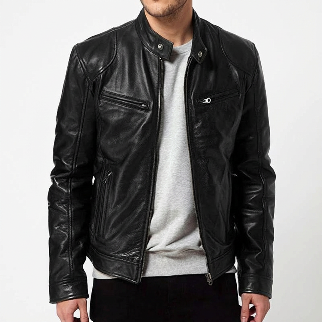 Men's Leather Jacket - Classic Casual Outerwear