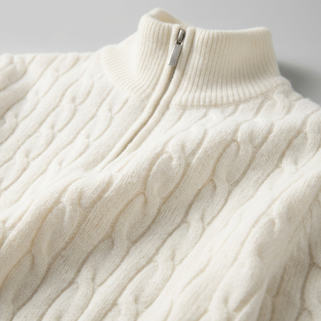 Men's Merino Wool Half Zip Sweater - Knit Pullover