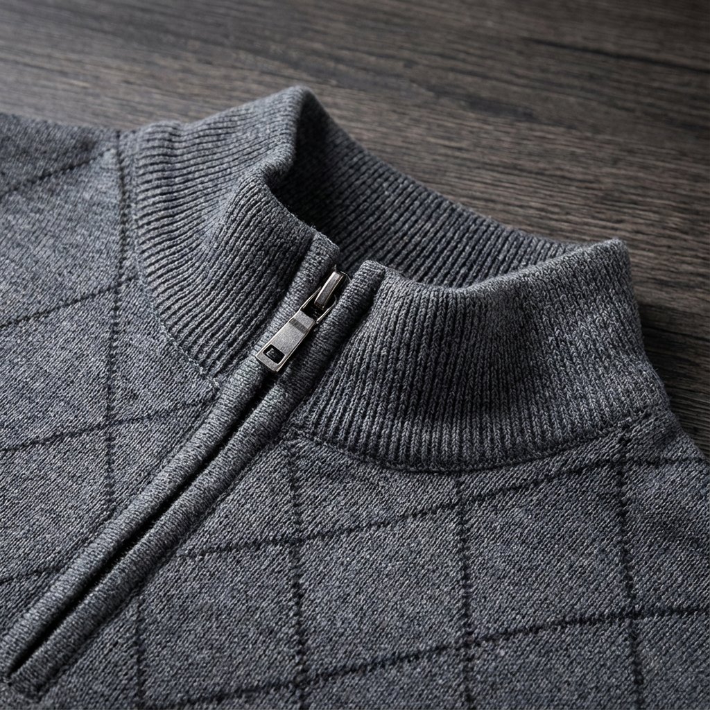 Men's Merino Wool Quarter Zip Sweater - Knit Pullover