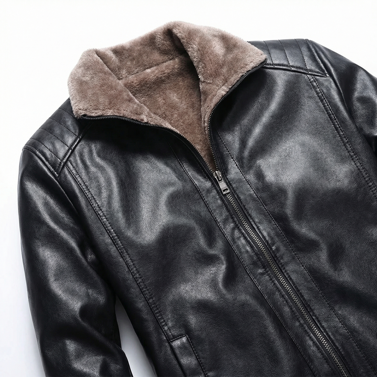 Men's Leather Biker Jacket - Classic Motorcycle Jacket