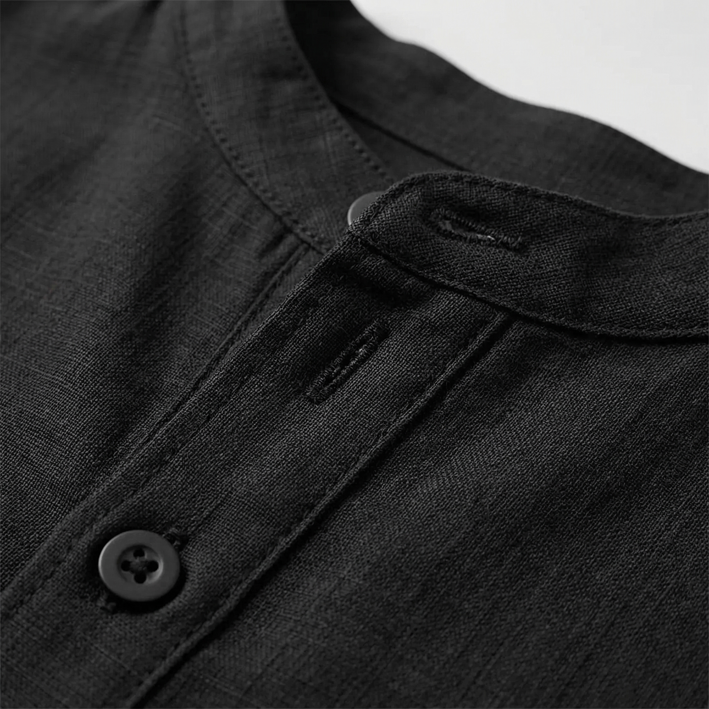 Men's Cotton Linen Henley Shirt - Lightweight Casual Top