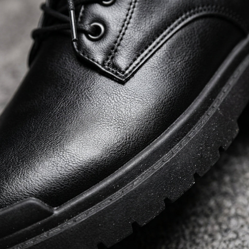 Men's Leather High Top Boots - Casual Lace Up Shoes