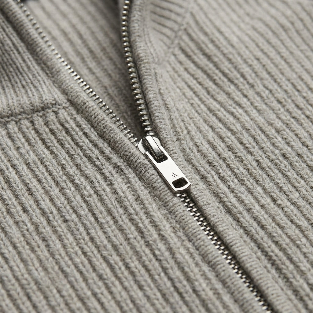 Men's Wool Vest - Zip Front Knit Casual Layering Vest