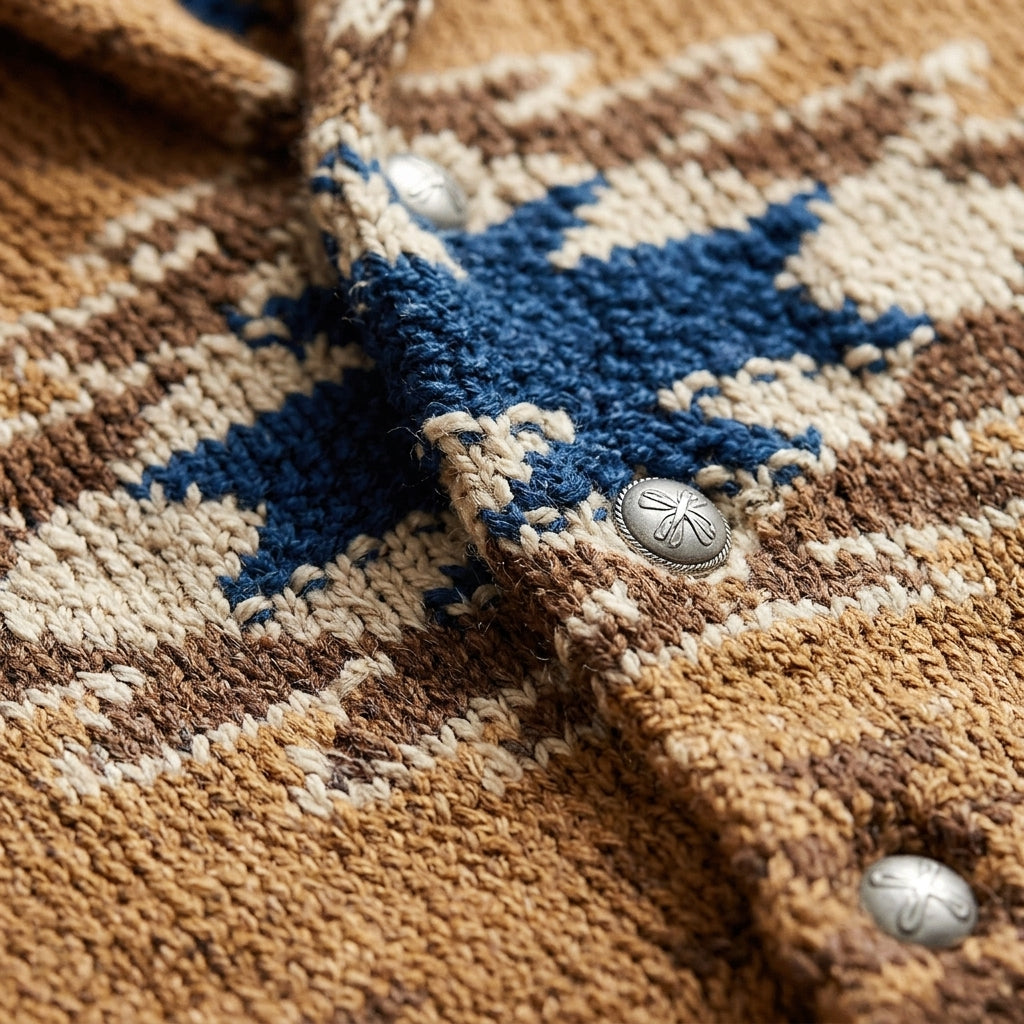 Men's Jacquard Cardigan - Button Front Knit Sweater