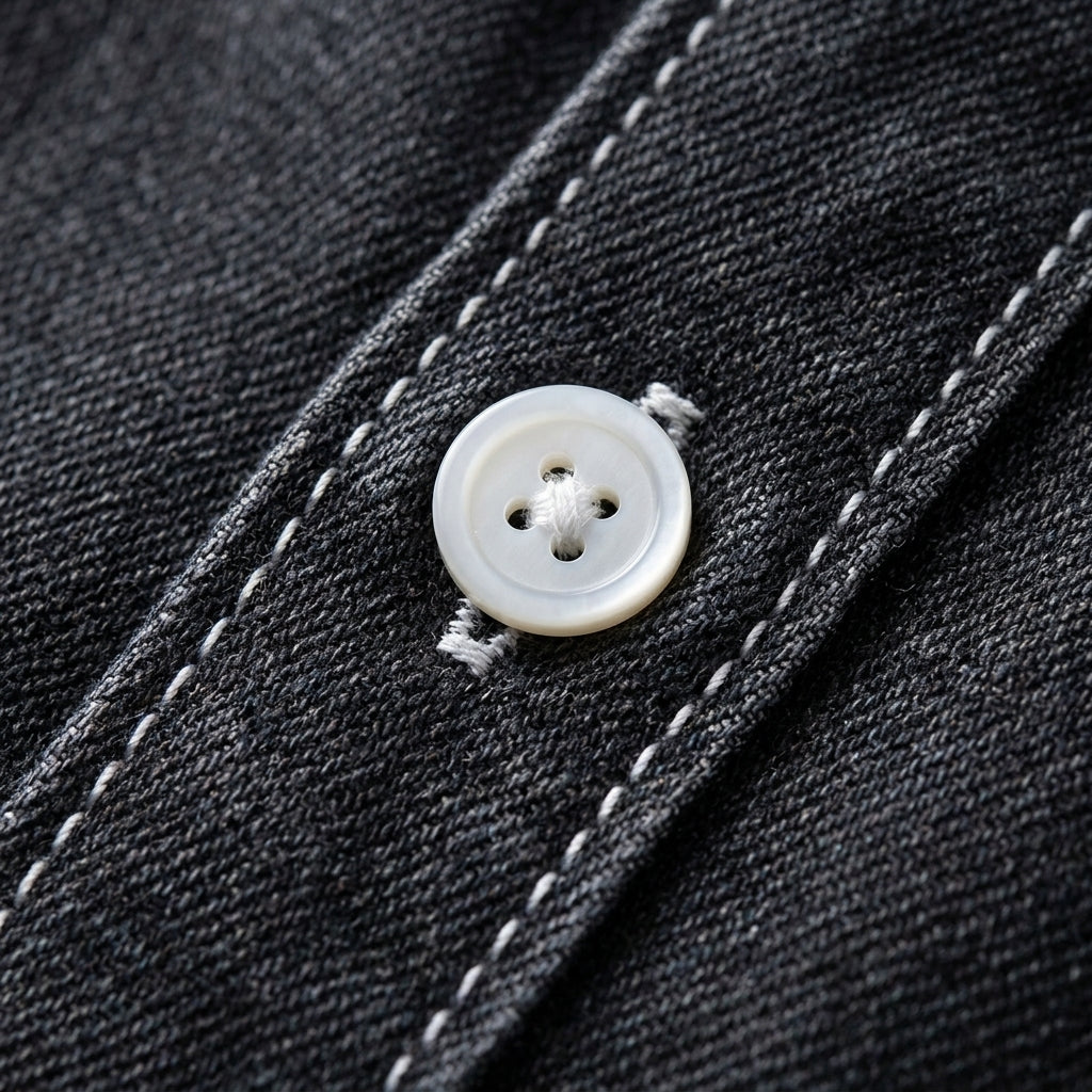 Men's Cotton Denim Shirt - Long Sleeve Casual Button Down