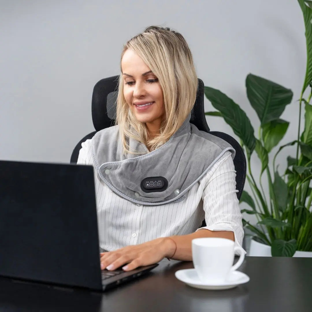 Neck & Shoulder Heating Pad | 3 Heat Levels, Vibration Massage, Carbon Fiber Heat & Auto Shutoff