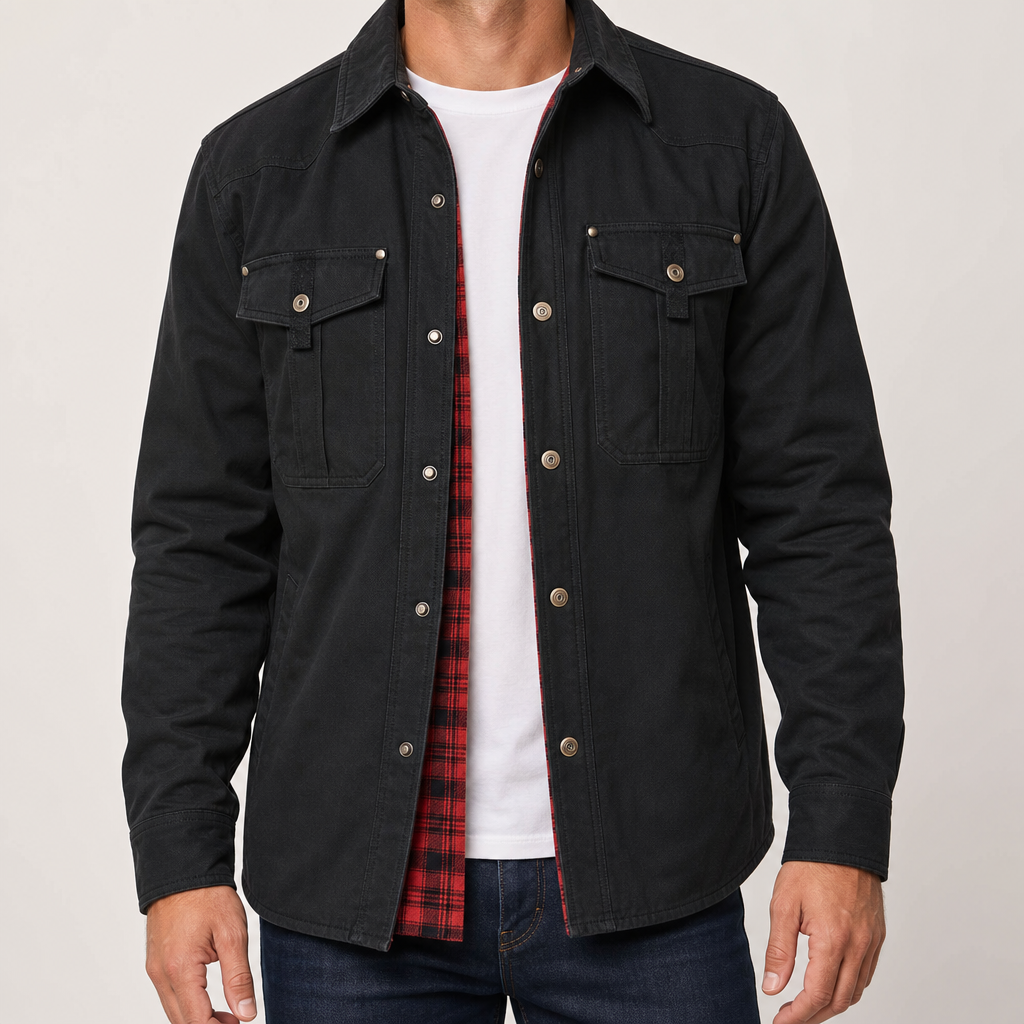 Men's Flannel Lined Shacket - Warm Plaid Overshirt Jacket