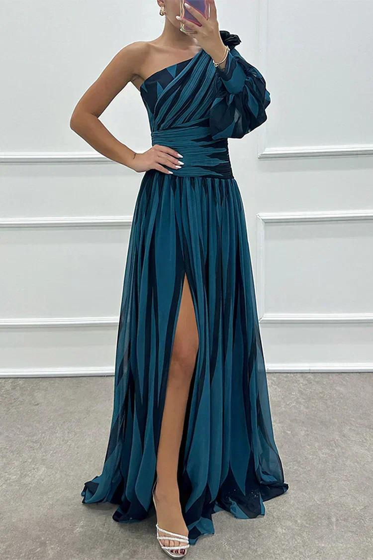 Dovella | Women Evening Striped Dress with Elegant Modern Style