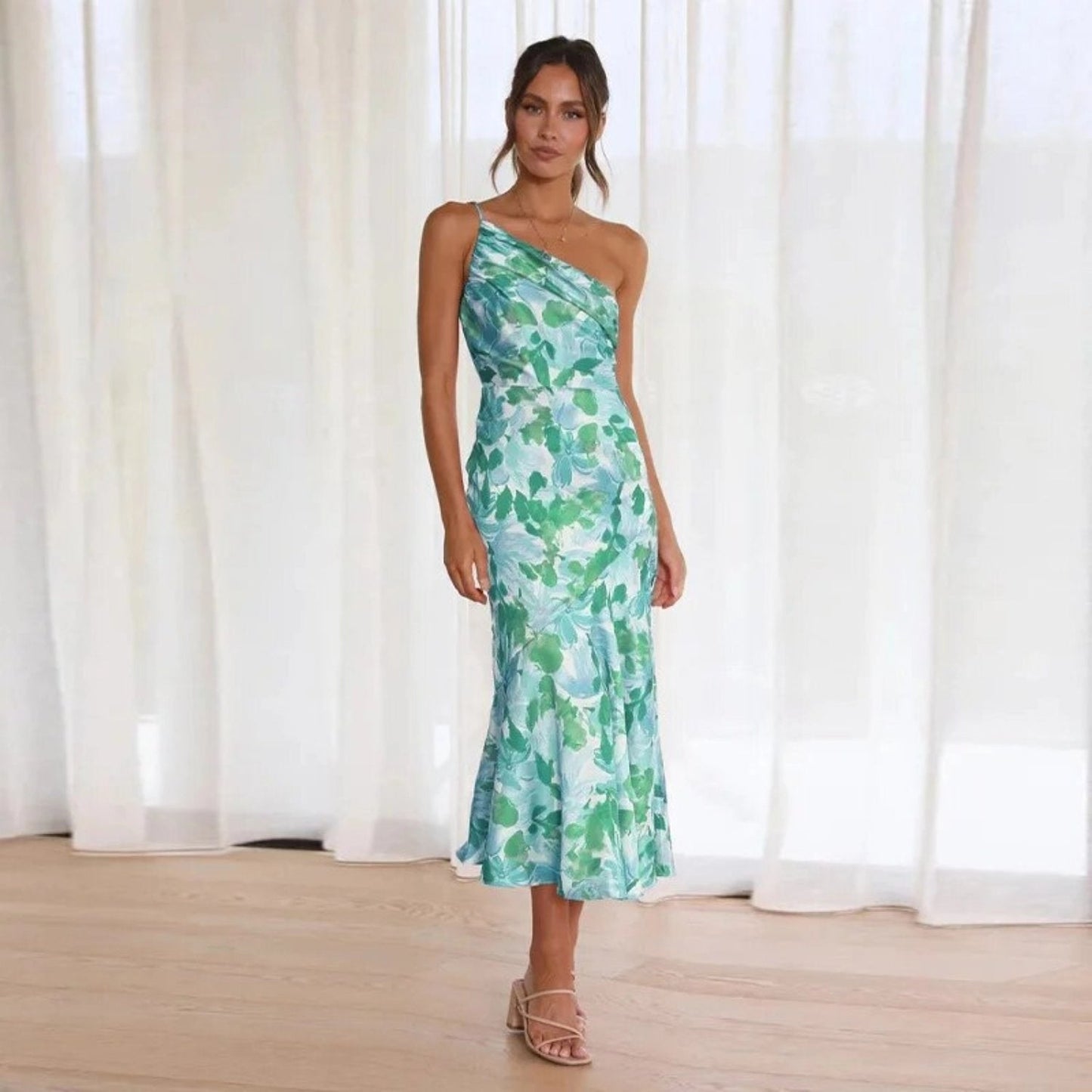 Wrenleya | Chic Asymmetrical Floral Dress for Women Summer Fashion