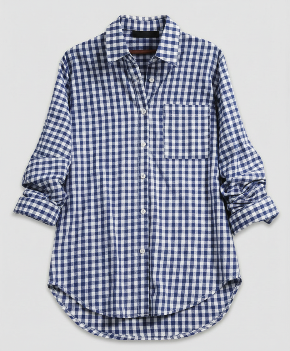 Ivalissa | Women's Oversized Plaid Shirt with Blouse Style Design