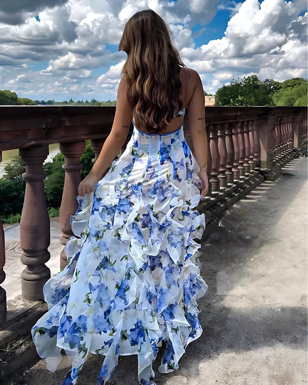 Floral Ruffle Maxi Dress for Women with Tiered Skirt | Elegant Summer Wedding Guest Dress 3