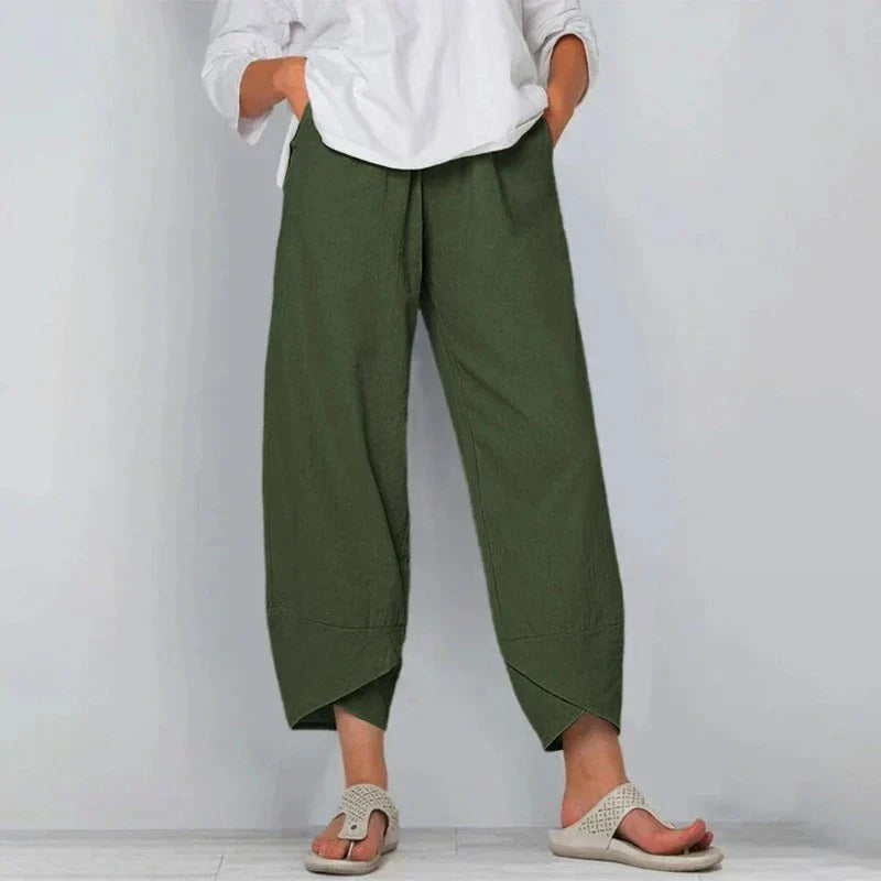 Oaksy | Cropped Loose Fit Pants Women Casual Style
