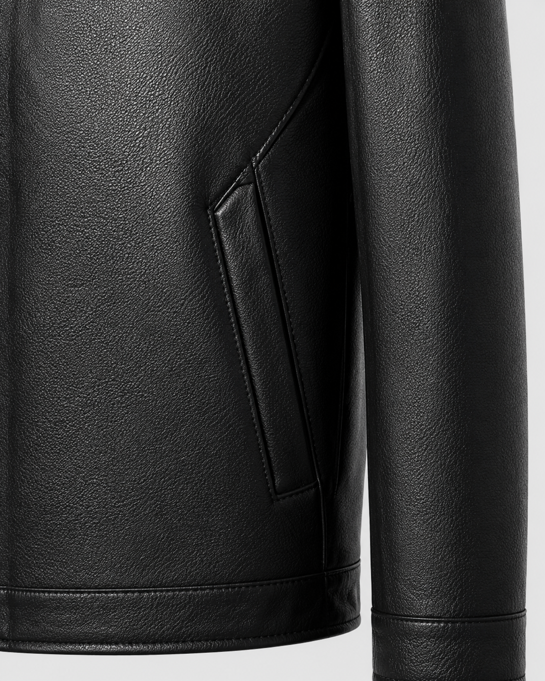 Men's Faux Leather Jacket - Zip Up Classic Collar