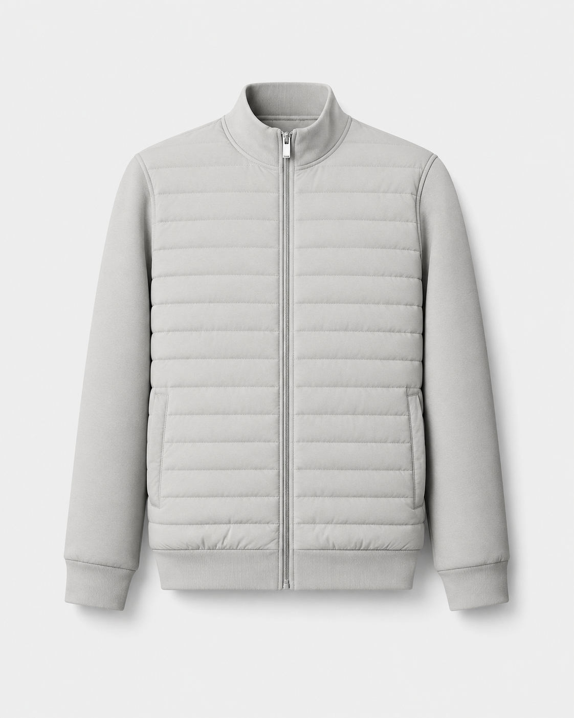 Men's Quilted Hybrid Jacket - Knit Sleeve Zip Up