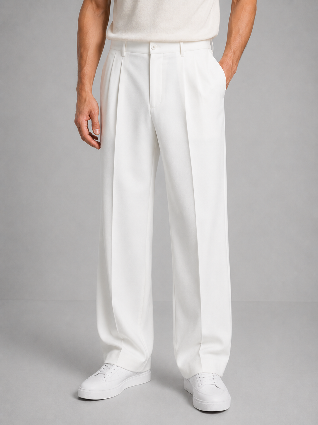 Men's Tailored Straight Leg Trousers - Smart Casual Dress Pants