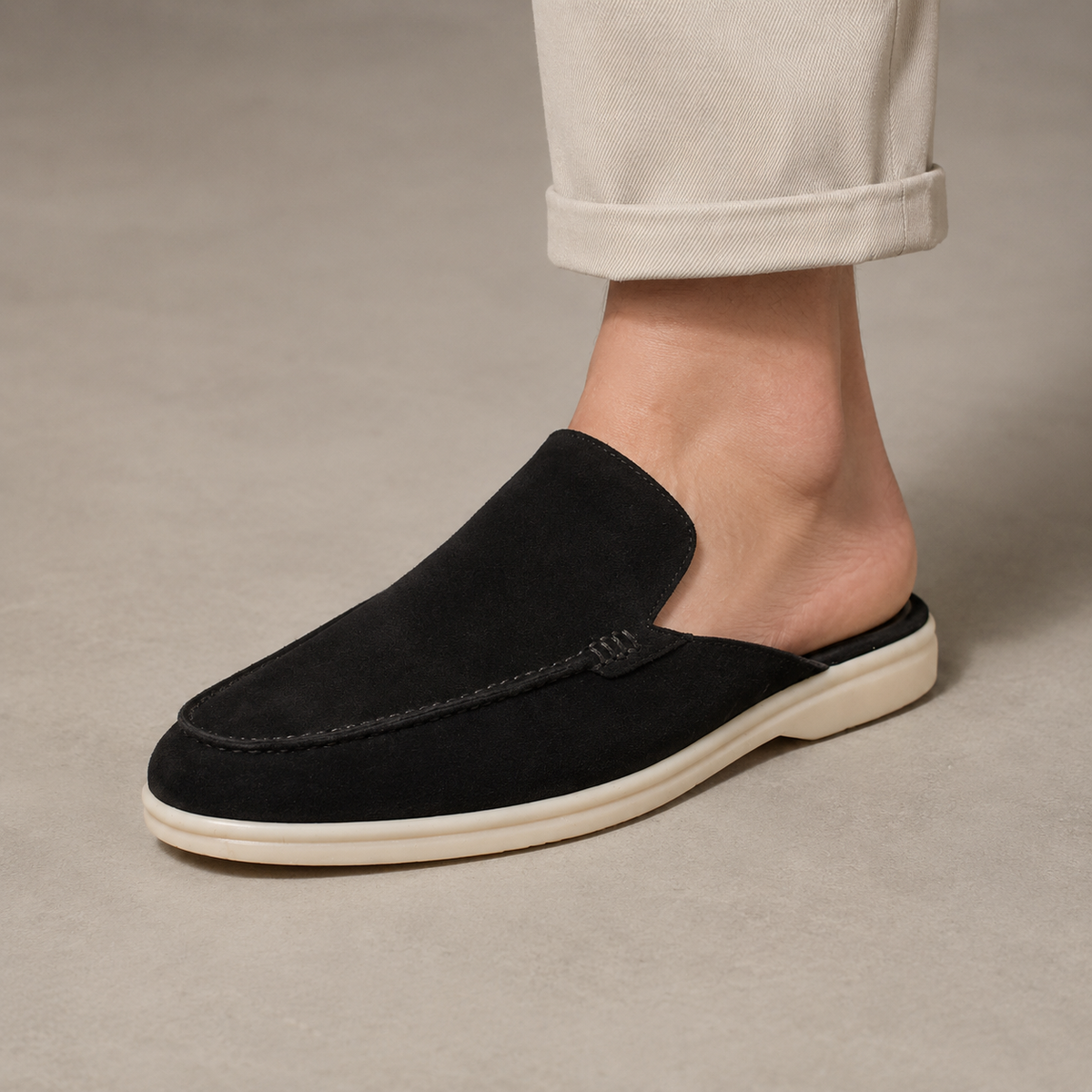 Men's Suede Loafers - Backless Mule Slip On Shoes