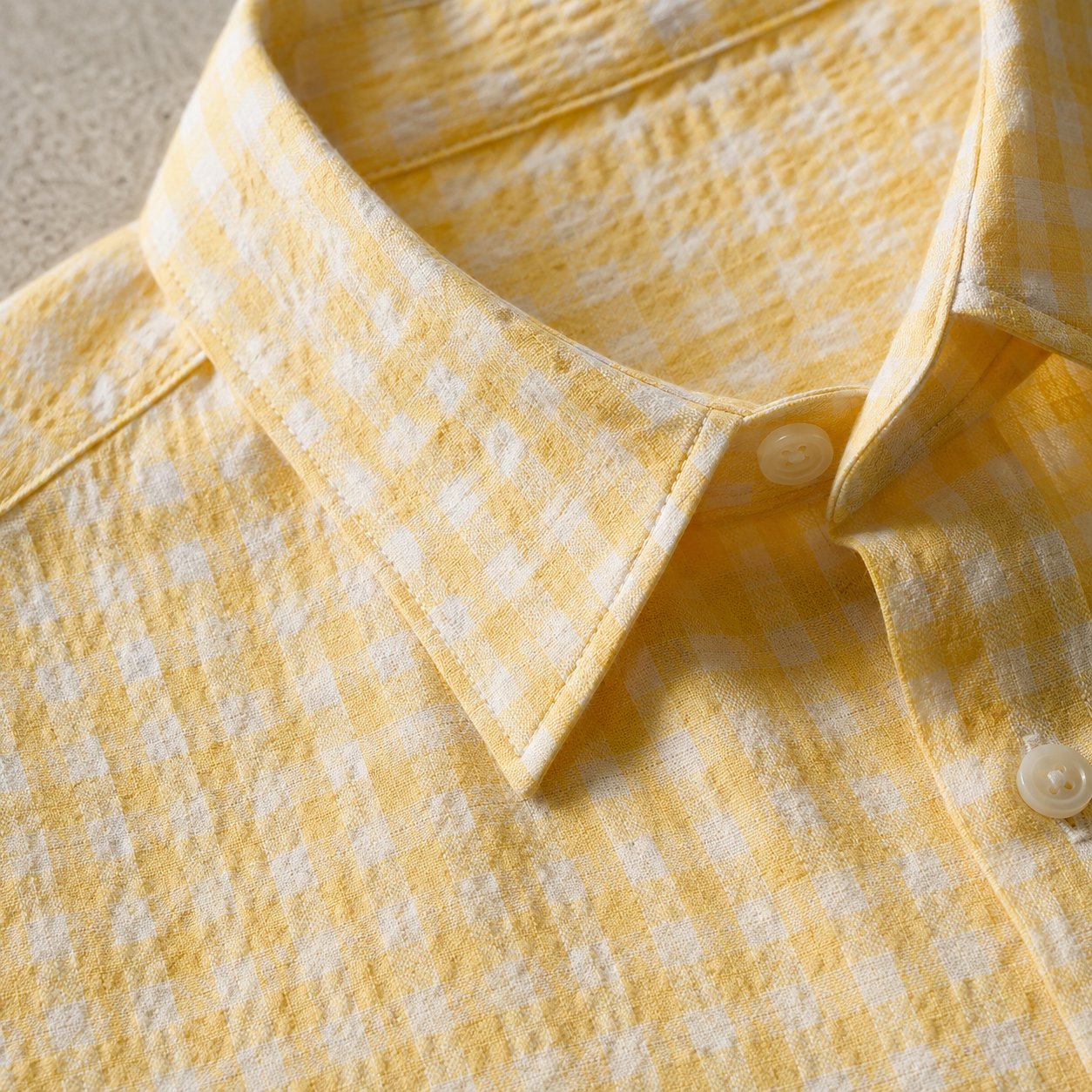 Men's Gingham Shirt - Short Sleeve Casual Button Down