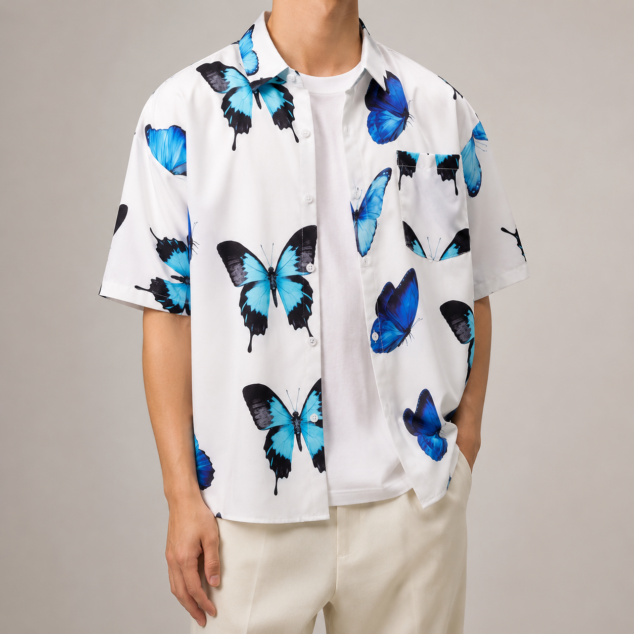 Men's Hawaiian Shirt - Tropical Print Short Sleeve