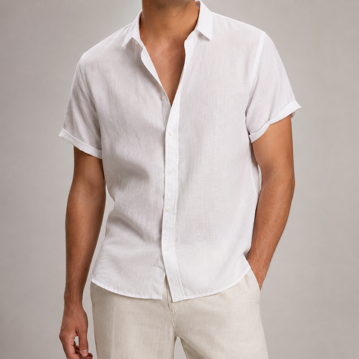 Men's Short Sleeve Shirt - Lightweight Casual Button Down