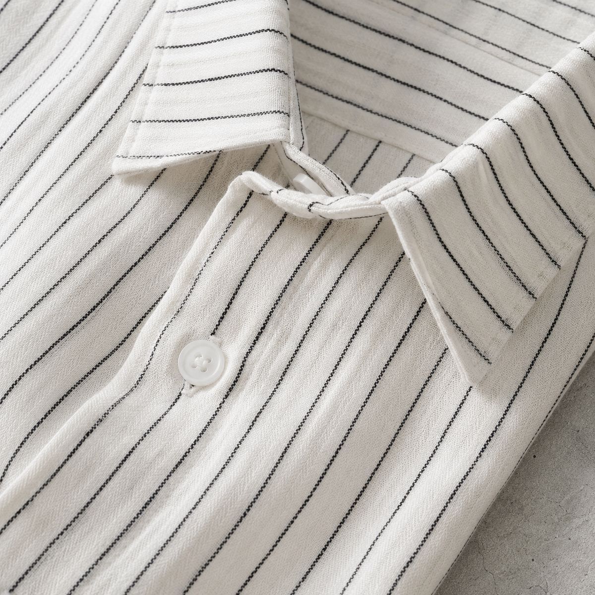 Men's Striped Shirt - Textured Short Sleeve Casual Button Down