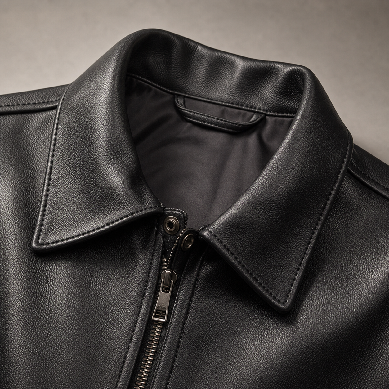 Men's Faux Leather Jacket - Relaxed Fit Zip Front Outerwear
