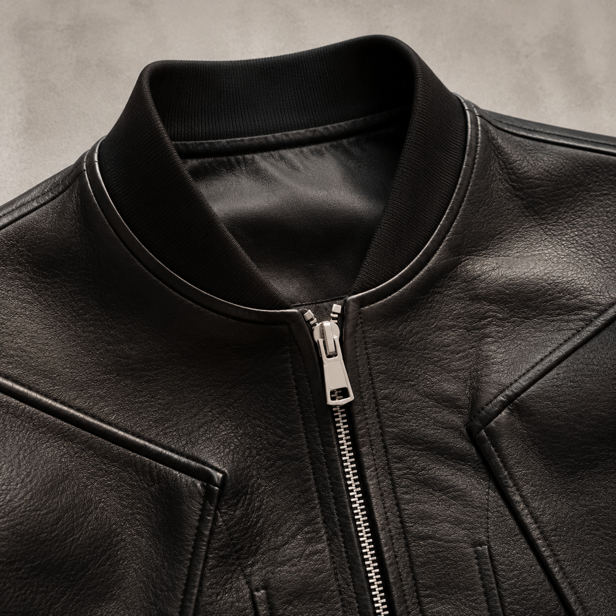 Men's Faux Leather Bomber Jacket - Cropped Casual Outerwear