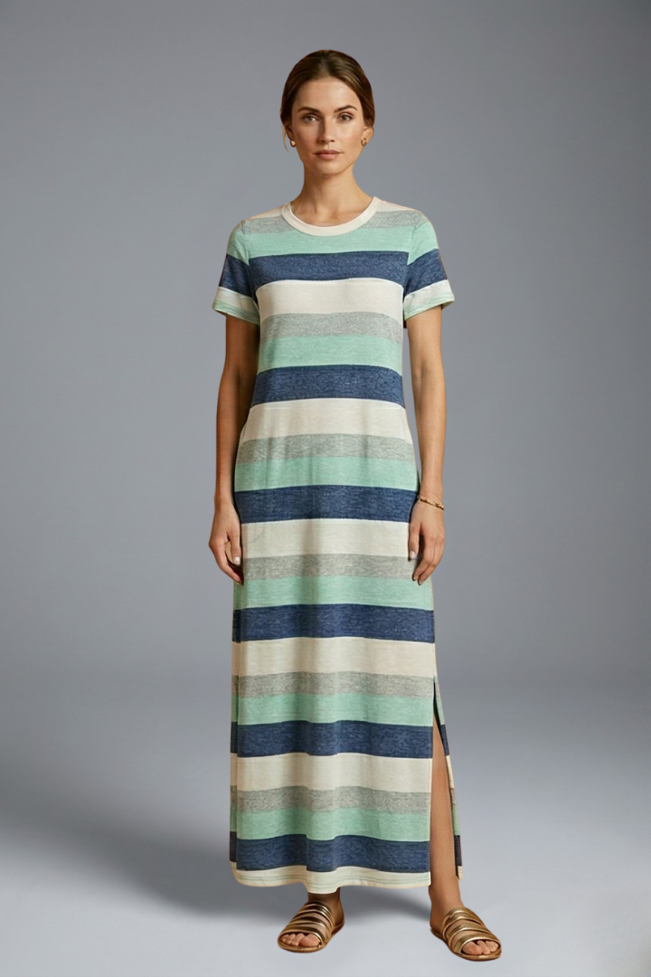 Zevarra | Relaxed Waist Fitted Shirt Dress with Flowing Skirt
