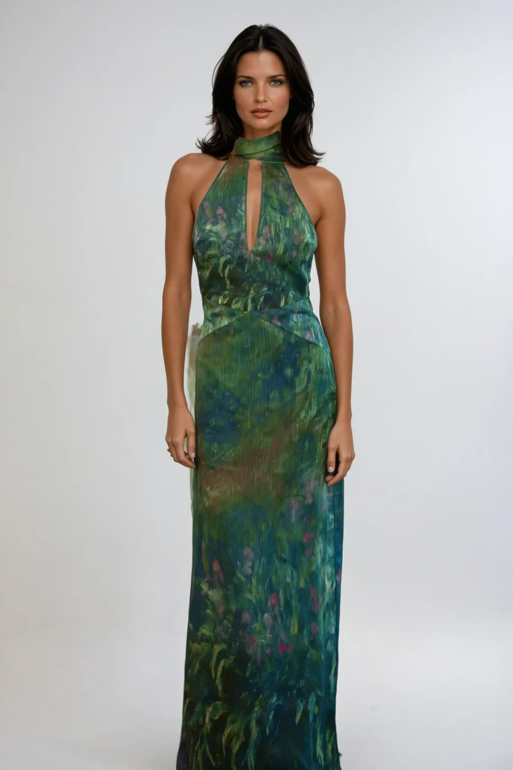 Women's Printed Fabric Maxi Dress | Elegant Halter Neck Summer Dress 4