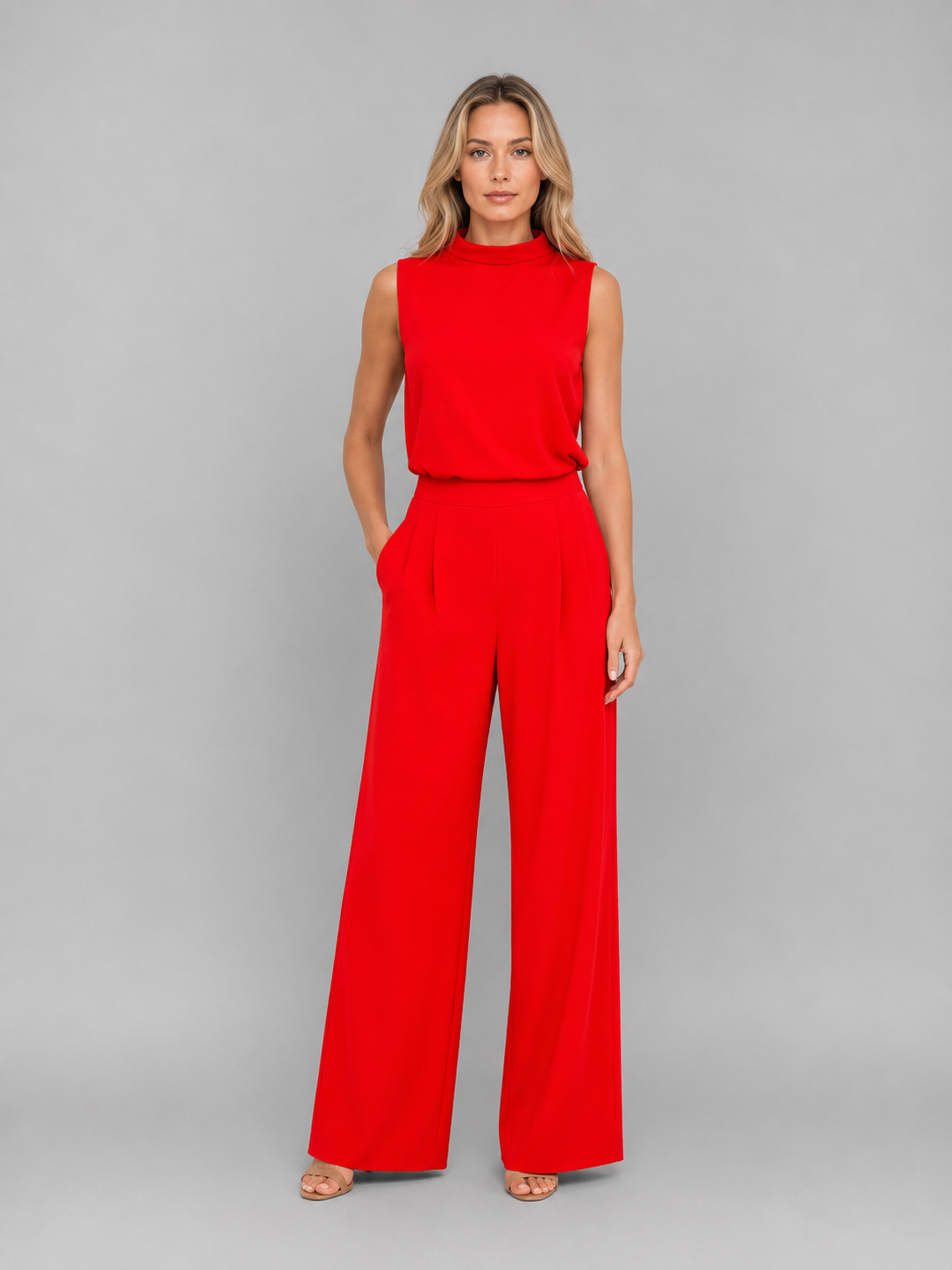 Women's Wide Leg Two Piece Set - Sleeveless Casual Matching Co-Ord