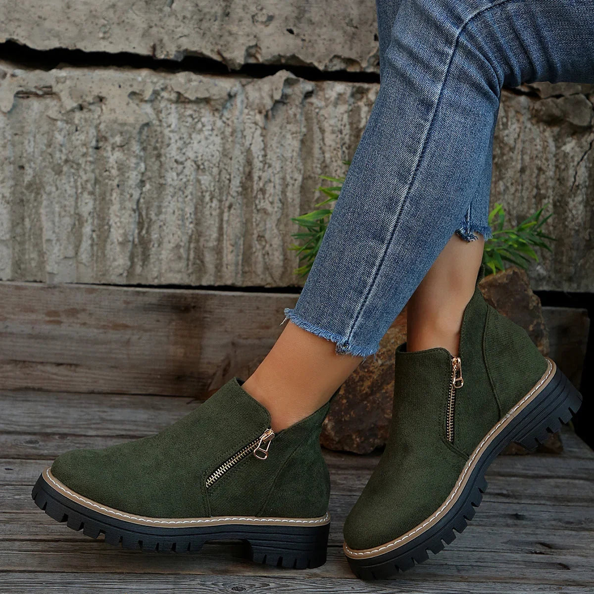 Women's Waterproof Boots Non-Slip Sole Side-Zip