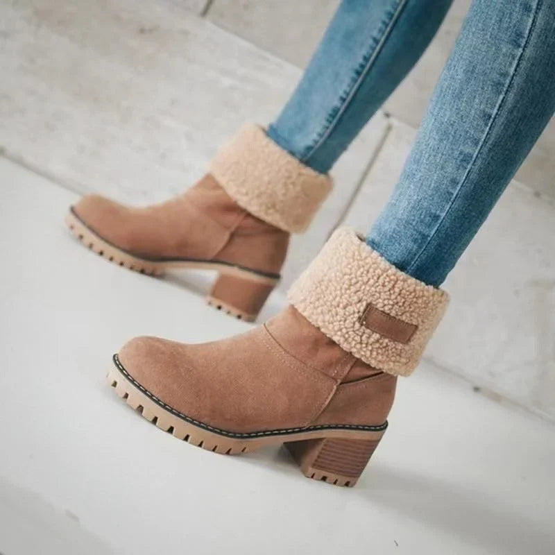 Women's Suede Snow Boots with Sherpa Cuff