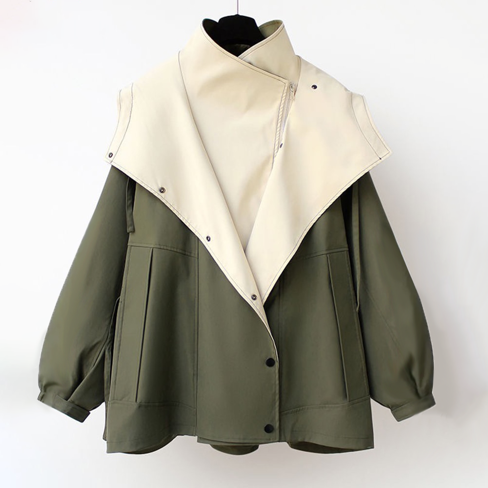Women’s Hooded Trench Coat - Drawstring Waist Jacket