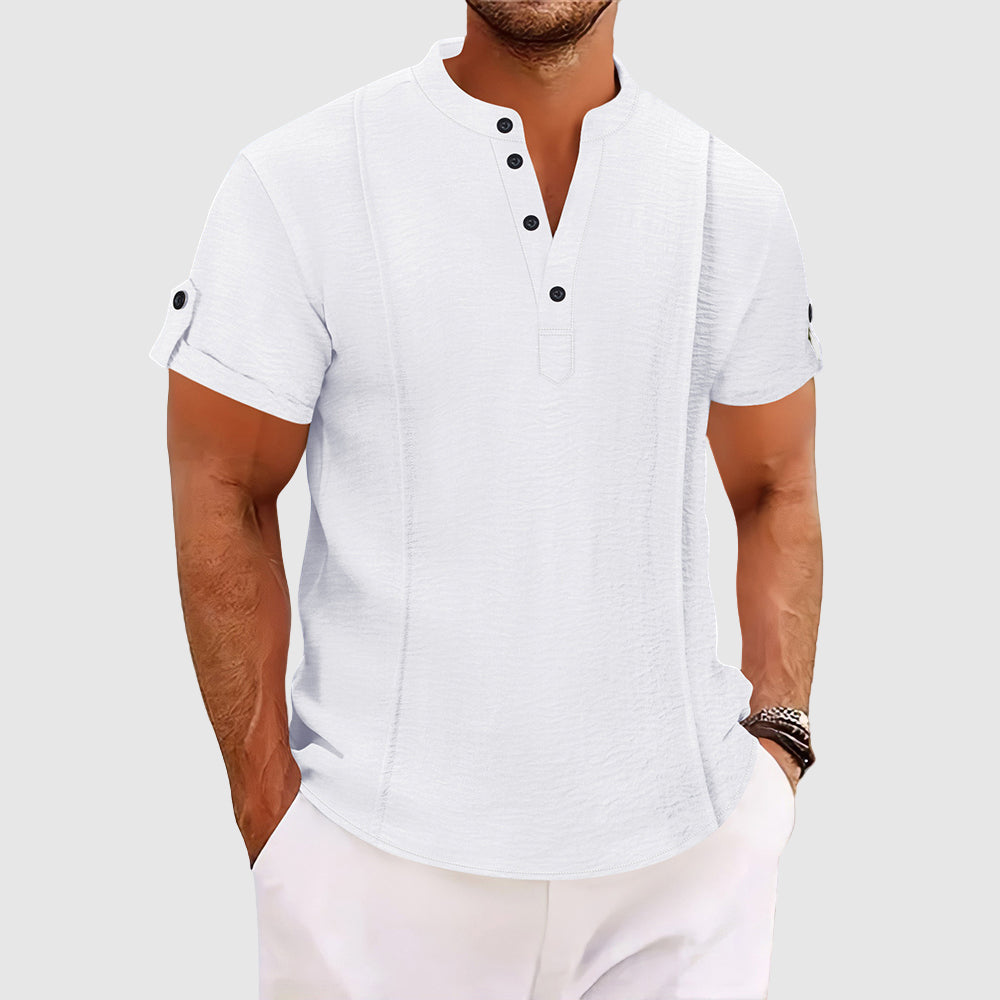 Demetrius | Men's Denim Short-Sleeve Grandad Shirt