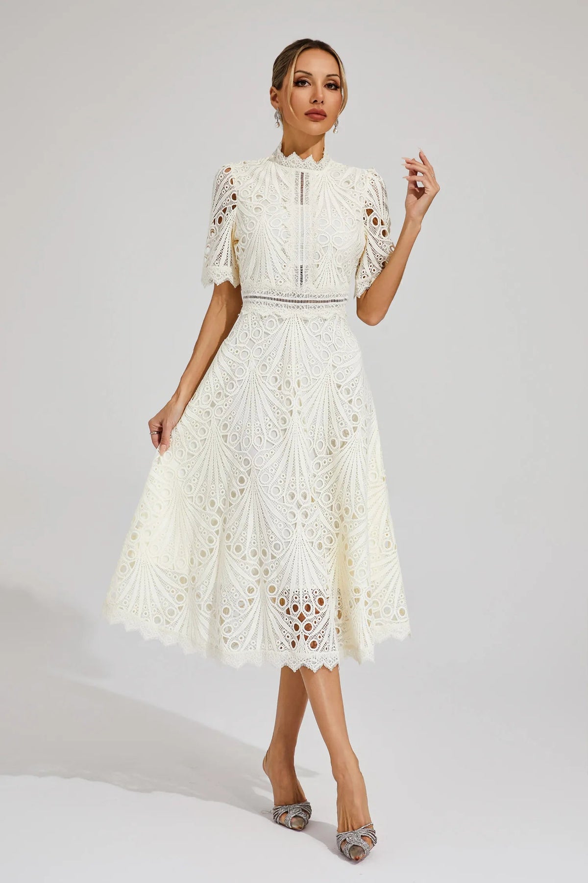 Florentina | Lace A-Line Wedding Guest Midi Dress