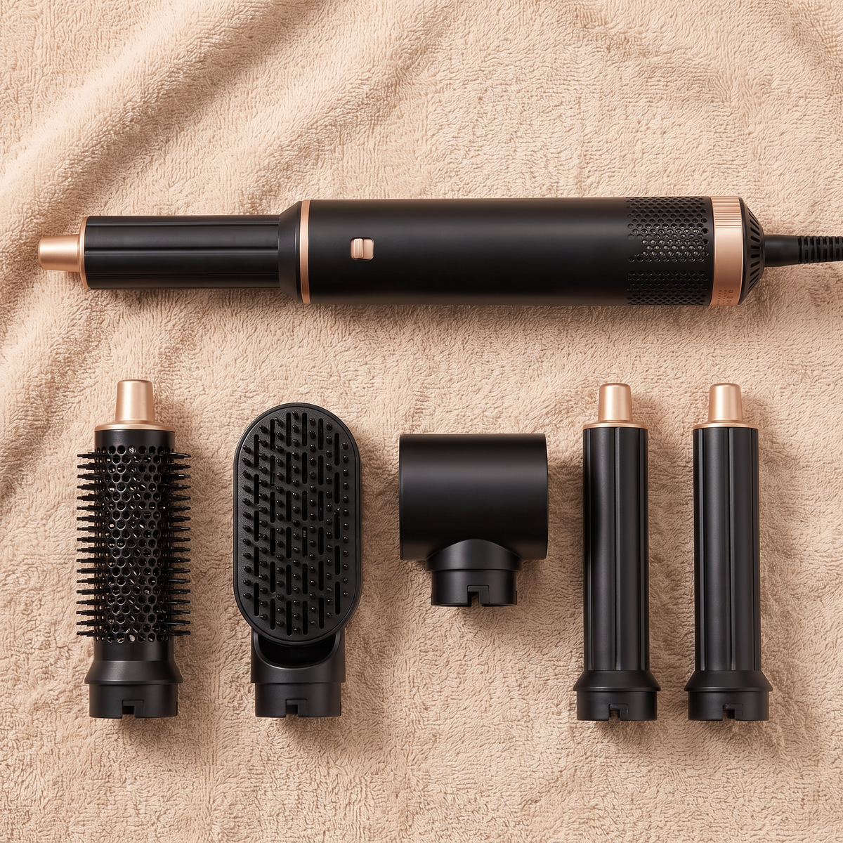5-in-1 Air Wrap Hair Styler, Ionic Blow Dryer Brush Set with Curling Barrels for Waves and Volume