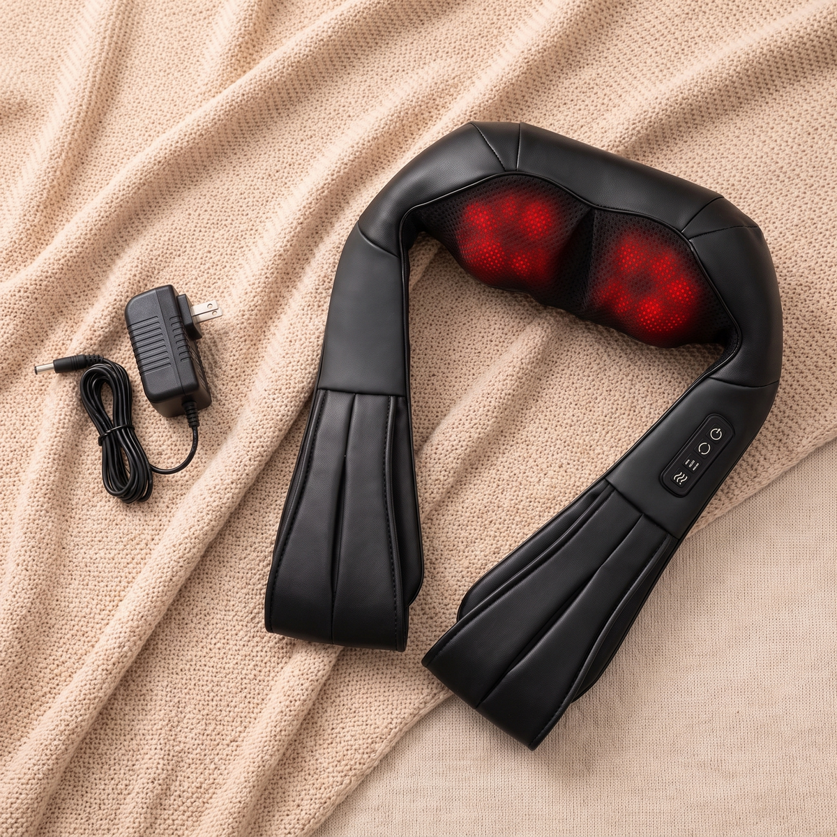 Shiatsu Neck and Back Massager with Heat, Deep-Kneading Nodes and Adjustable Straps for Chair, Sofa or Bed