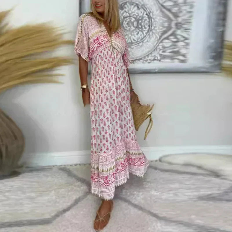 Isabeau | Boho Print Wedding Guest Maxi Dress