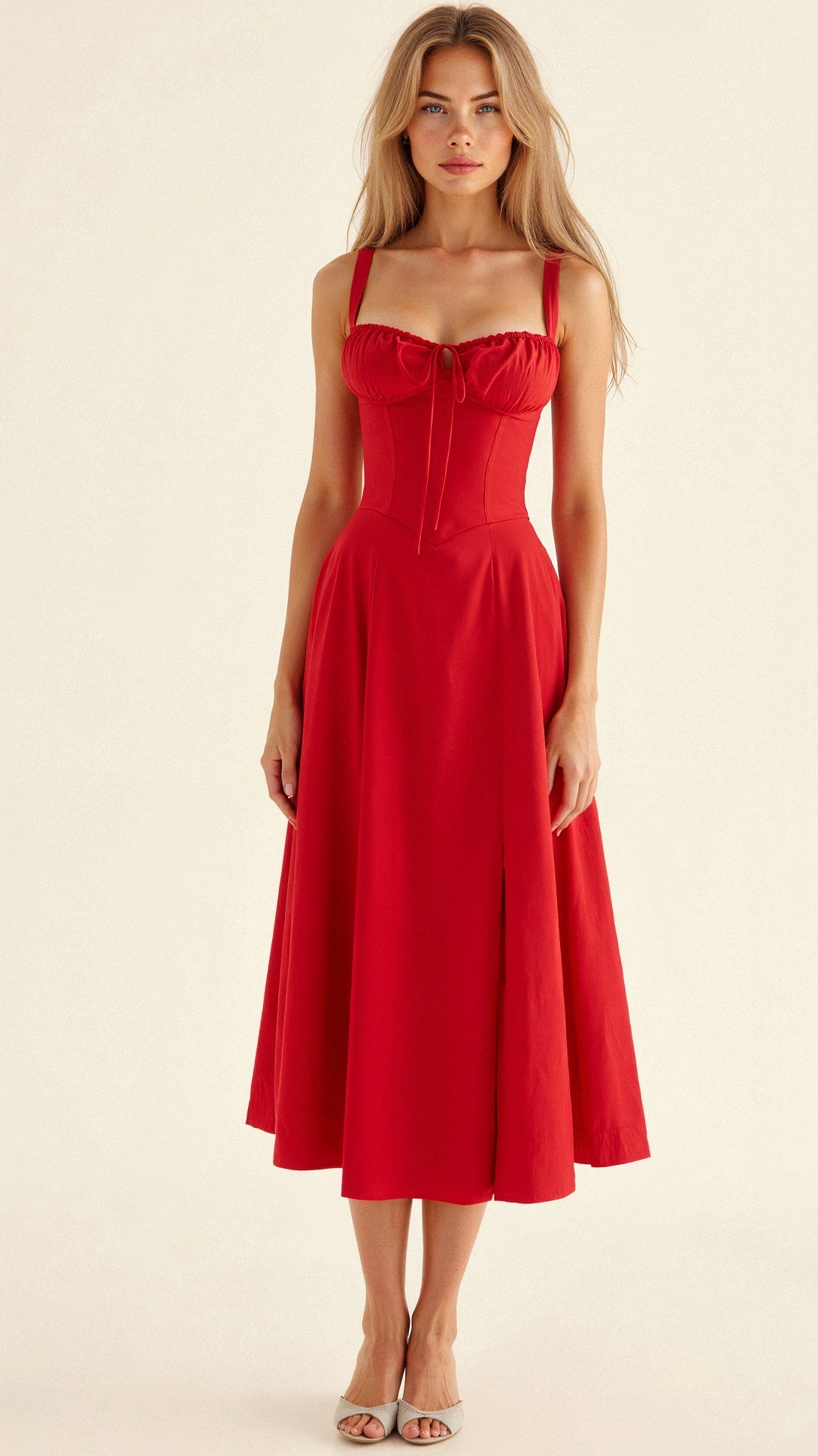 Liliana | Fitted Belted Wedding Guest Midi Dress