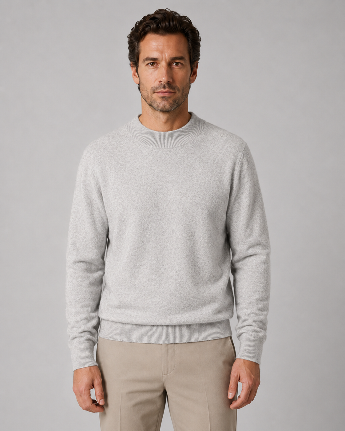 Men's Wool Sweater - Lightweight Fine Knit Crew Neck