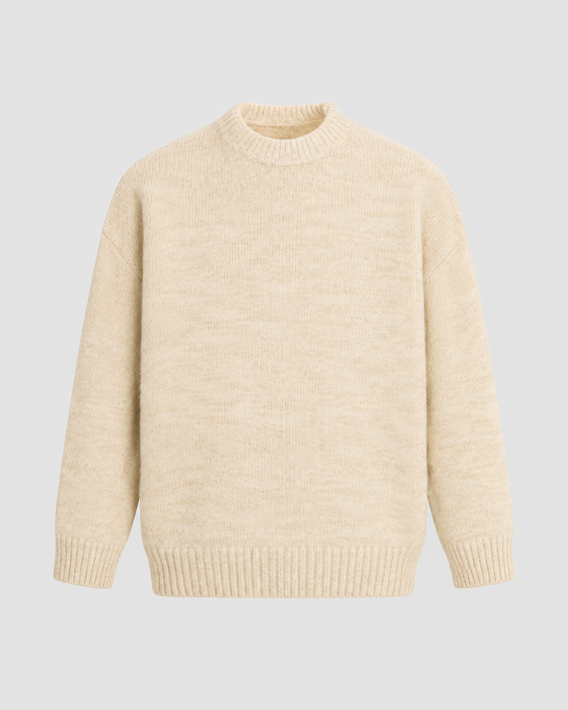 Men's Wool Sweater - Marled Crew Neck Relaxed Fit
