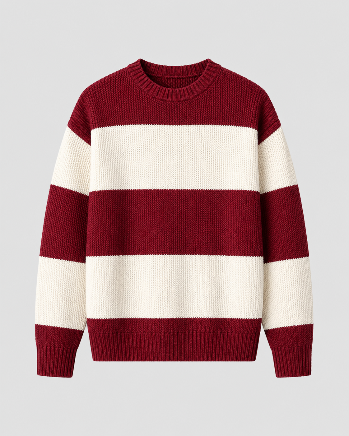 Men's Rugby Stripe Sweater - Crew Neck Relaxed Fit