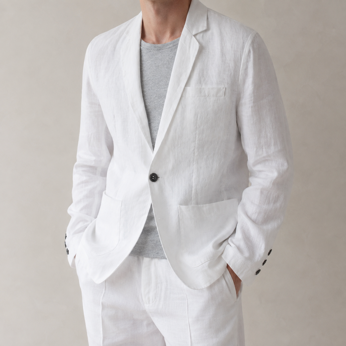 Men's Linen Suit Set - Blazer and Trousers