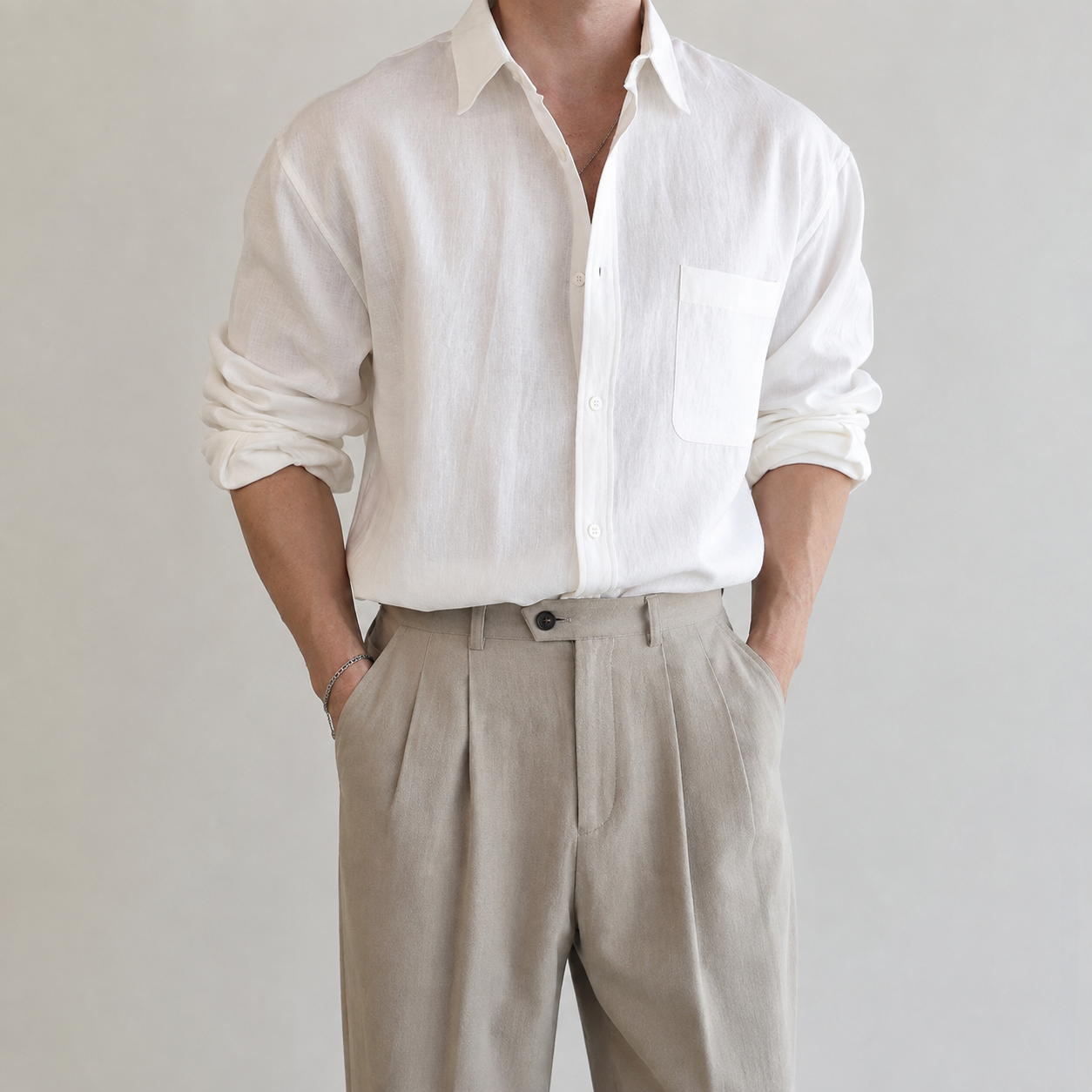 Men's Linen Shirt - Relaxed Fit Casual Summer Button Down