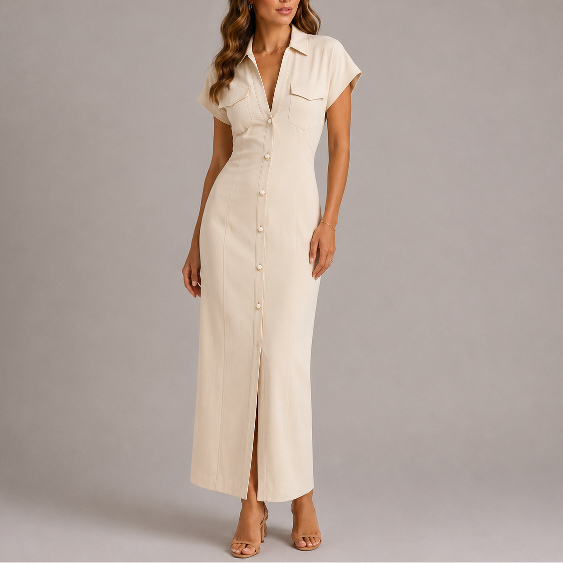 Nevaessa | Denim Tailored Wedding Guest Dress Women Elegant Style
