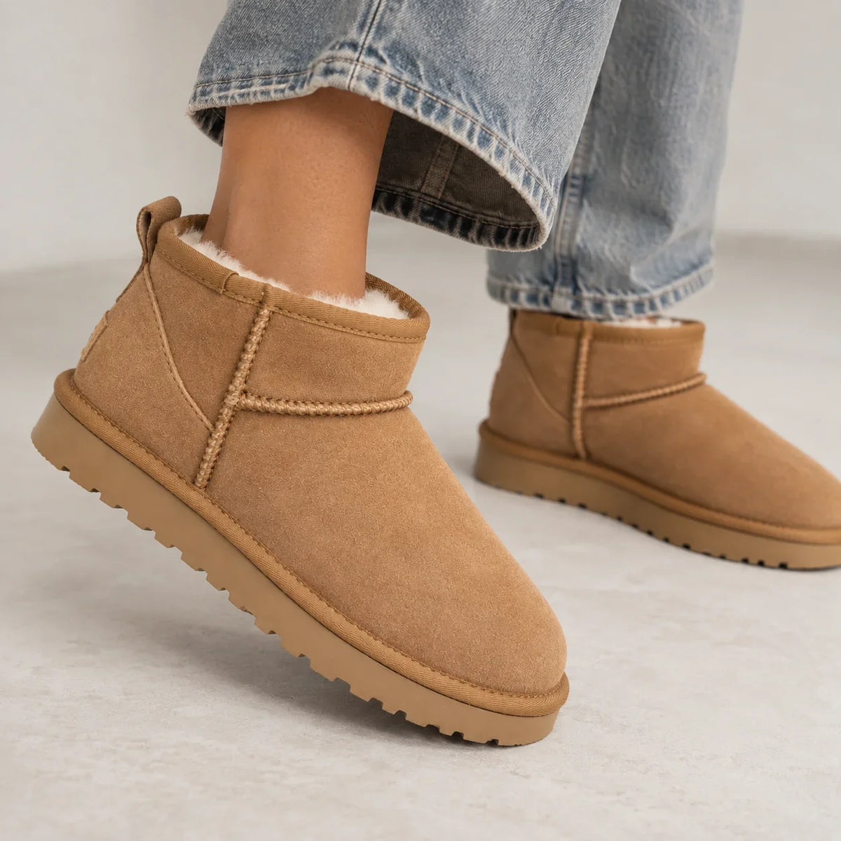 Women's Faux Fur-Lined Suede-Look Ankle Boots
