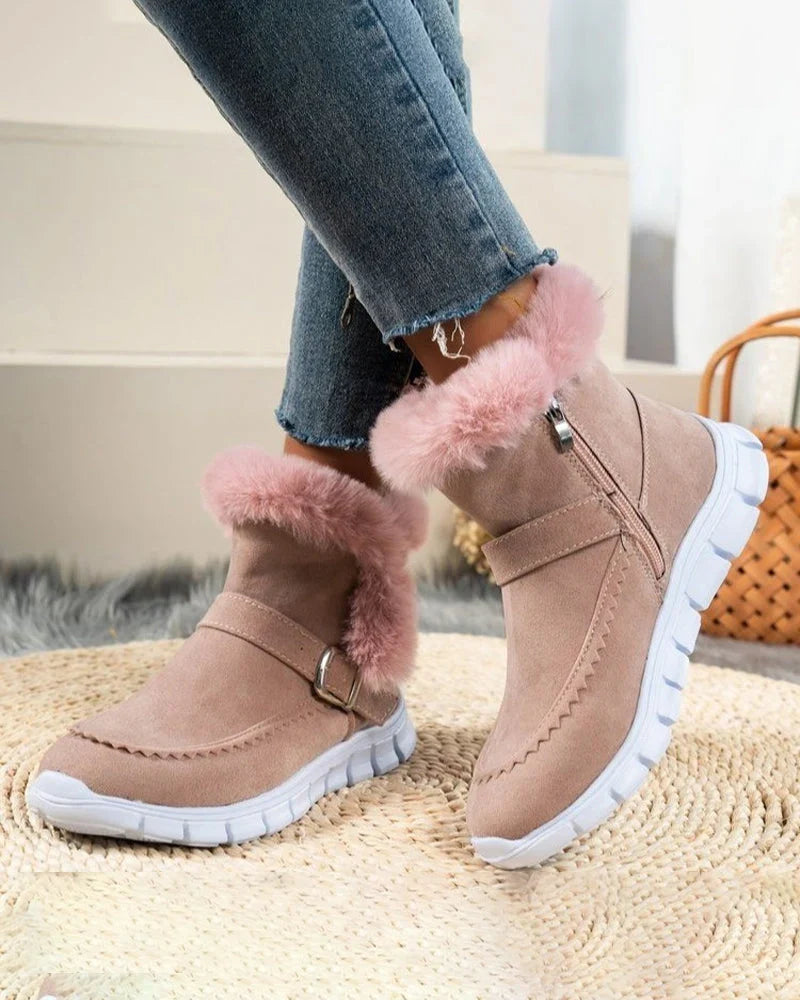 Women's Winter Snow Boots Fur-Lined Round Toe