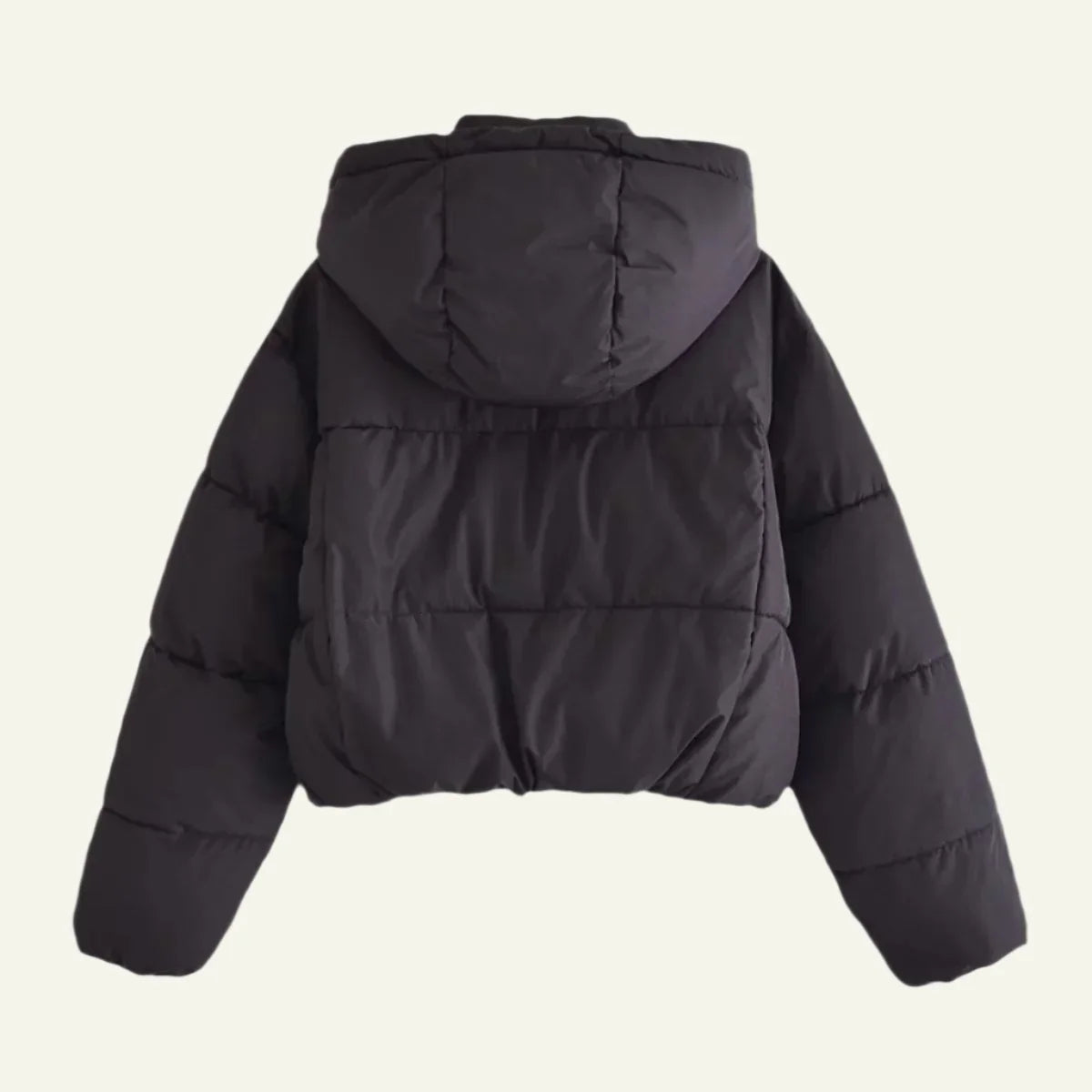 Women's Black Puffer Jacket - Lightweight Hooded Winter Coat