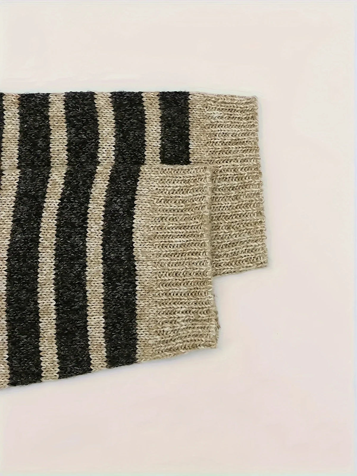 Women's Black Striped Sweater – High Neck Long Sleeve