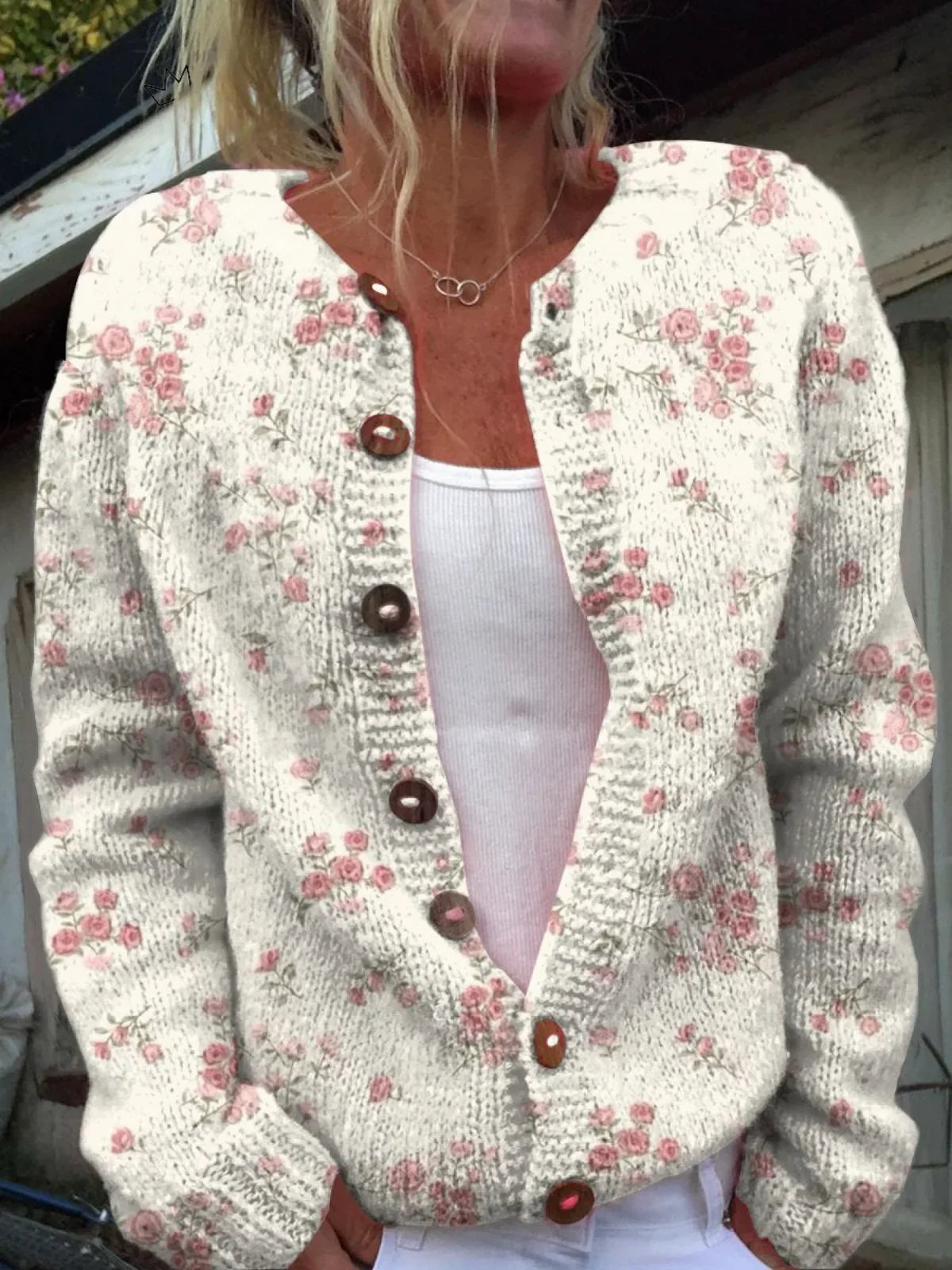 Women's Vintage Floral Cardigan – Button Front Knit
