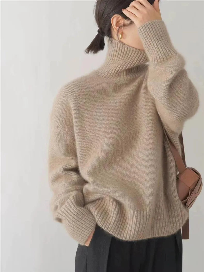 Women's Oversized Turtleneck Sweater – Cashmere